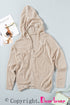 Zipper V-Neck Dropped Sleeve Hooded Solid Sweater
